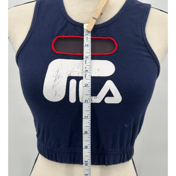 FILA Odette Logo Cropped Active Tank Top~Gym/Workout~Navy Blue~ Women's Sz Small - Picture 6 of 12